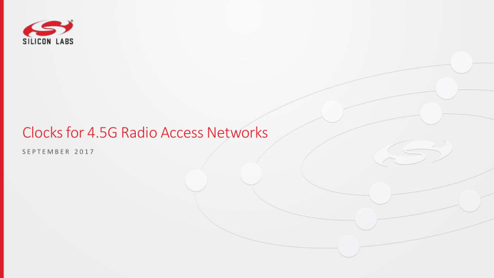 clocks for 4 5g radio access networks
