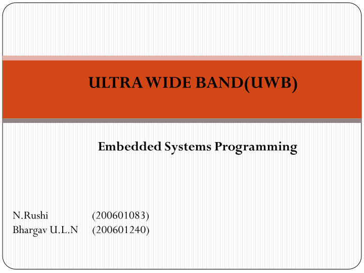 ultra wide band uwb