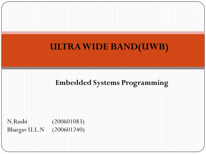 ultra wide band uwb