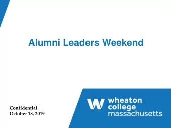 Alumni Leaders Weekend  Confidential  October 18, 2019  Advancement 101  Front of the House  Back