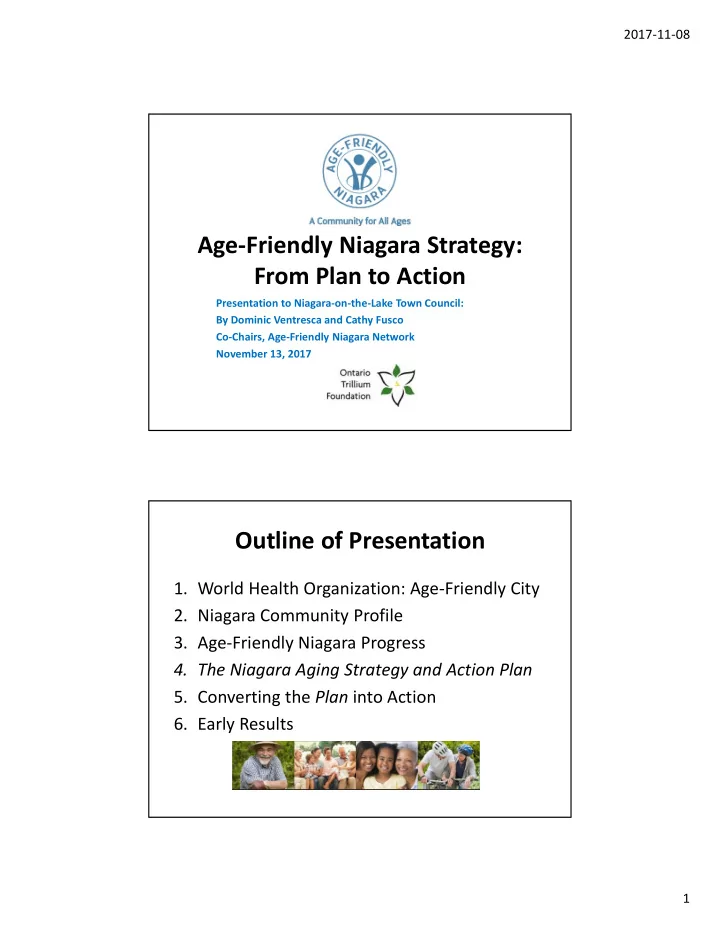 age friendly niagara strategy from plan to action