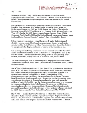 routes known as Harewood Central.  However, BCTC has determined the Old Nanaimo  Lakes Road route