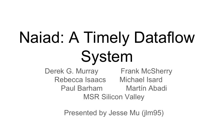 naiad a timely dataflow system