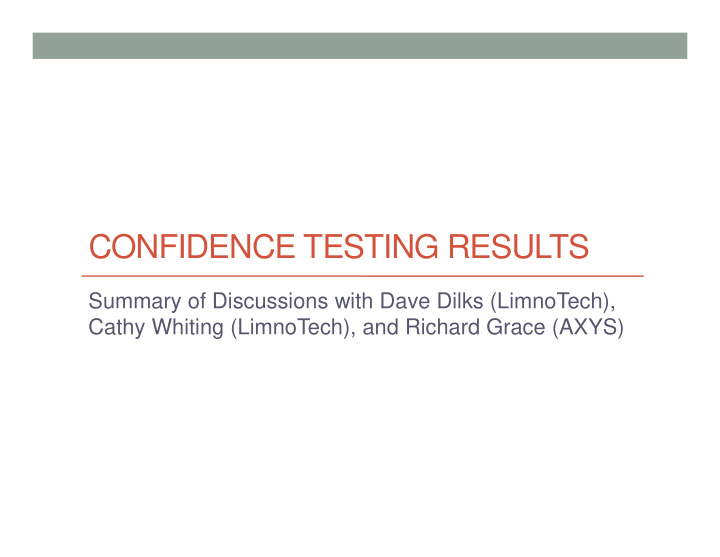 confidence testing results