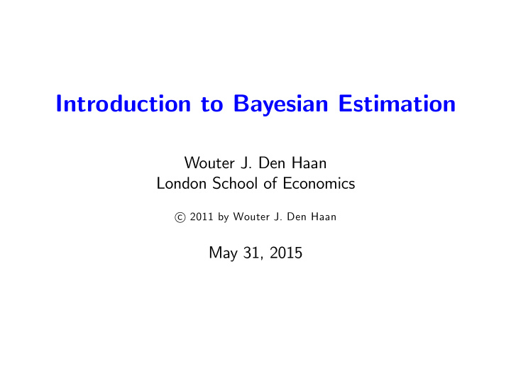 introduction to bayesian estimation