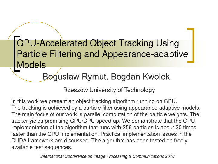 gpu accelerated object tracking using