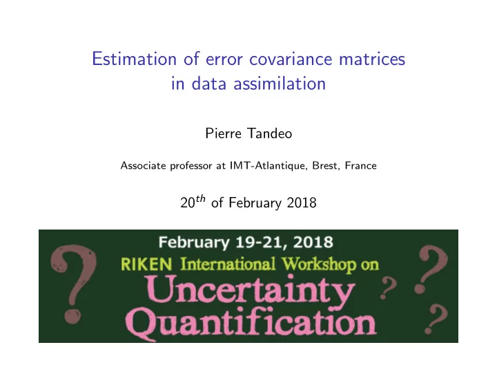 estimation of error covariance matrices in data