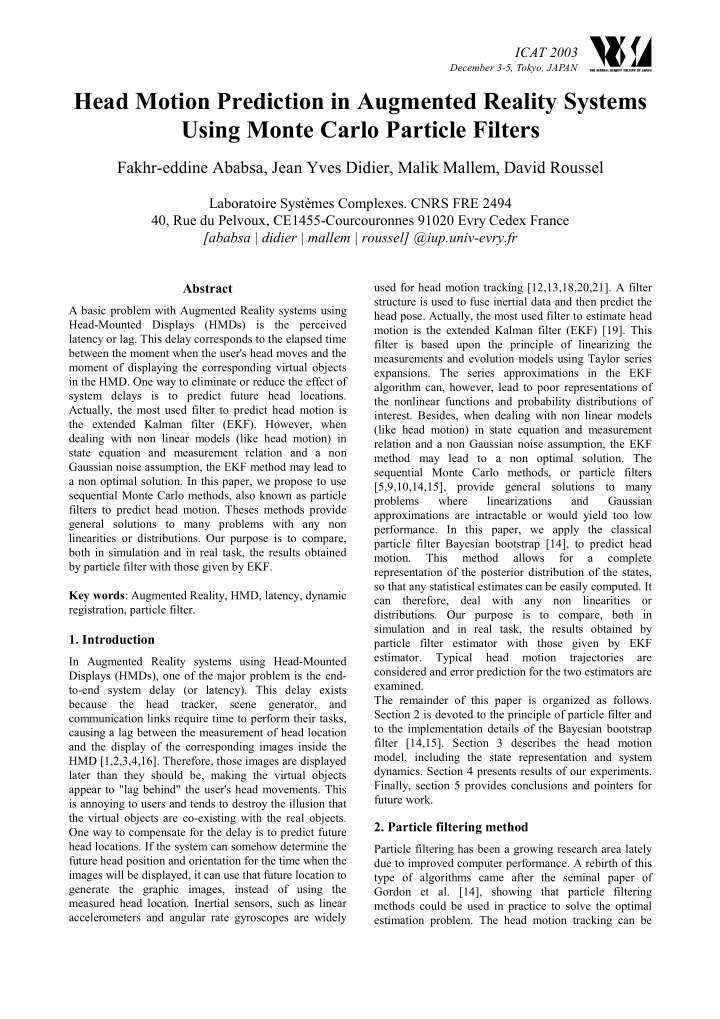 head motion prediction in augmented reality systems using