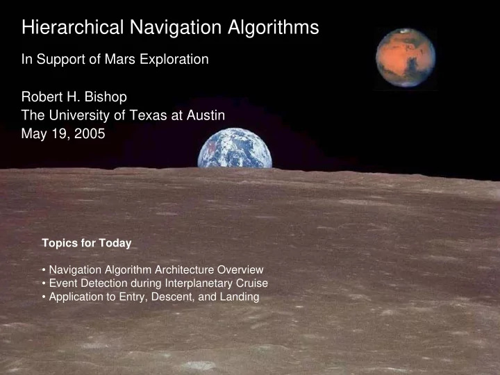 hierarchical navigation algorithms