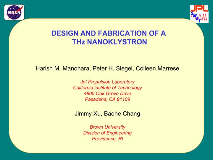 design and fabrication of a thz nanoklystron