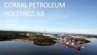 HOLDINGS AB  Q1 2019  June 3, 2019  Presenters  Peder Zetterberg  Petter Holland  CFO (acting)  CEO