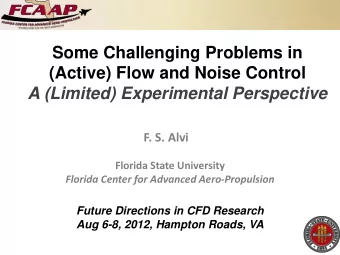 (Active) Flow and Noise Control  A (Limited) Experimental Perspective  F. S. Alvi  Florida State
