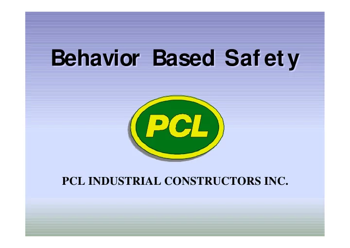 behavior based saf ety behavior based saf ety