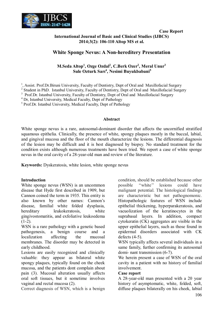 white sponge nevus a non hereditery presentation