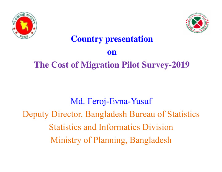country presentation on the cost of migration pilot