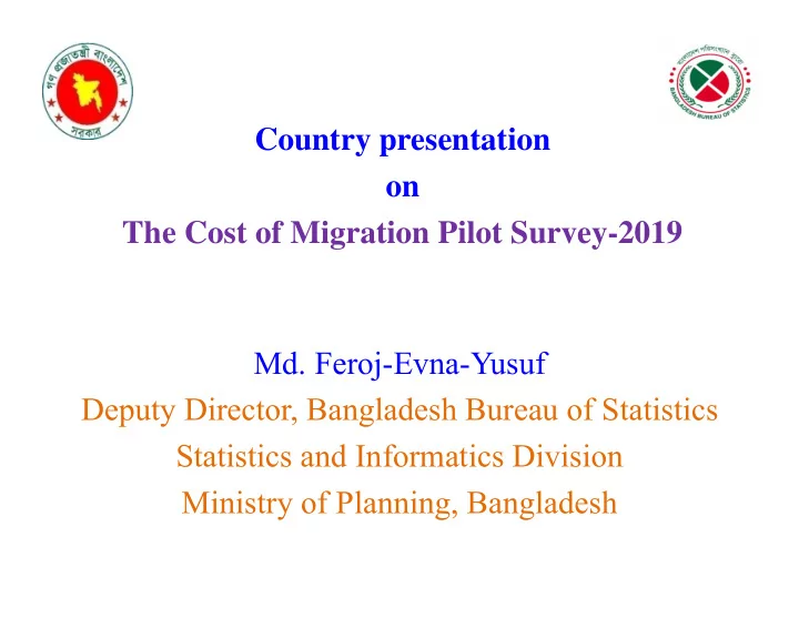 country presentation on the cost of migration pilot