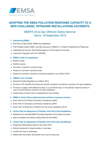 ADAPTING THE EMSA POLLUTION RESPONSE CAPACITY TO A  NEW CHALLENGE: OFFSHORE INSTALLATIONS ACCIDENTS