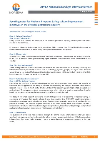 Speaking notes for Safety Culture Assessment: What are we trying to Achieve?  Slide 16