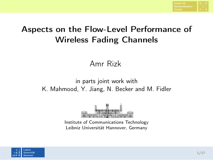 aspects on the flow level performance of wireless fading