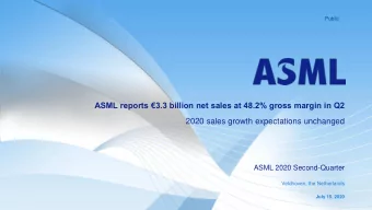 ASML reports 3.3 billion net sales at 48.2% gross margin in Q2  2020 sales growth expectations