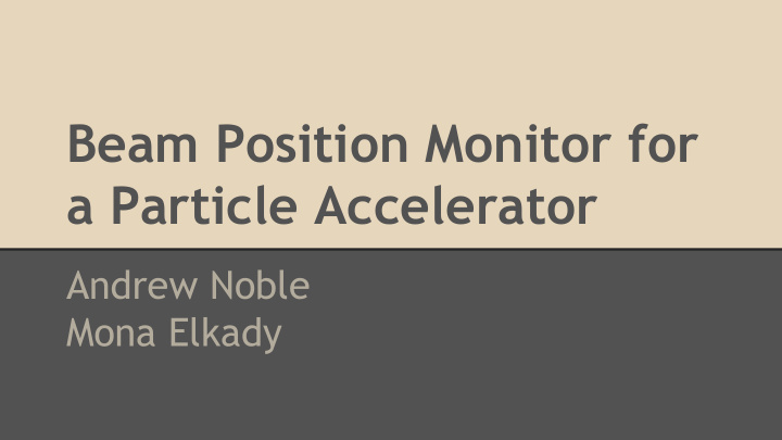 beam position monitor for a particle accelerator