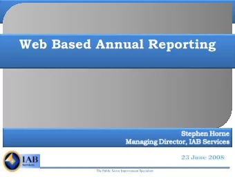 Web Based Annual Reporting  The Public Sector Improvement Specialists  The Public Sector