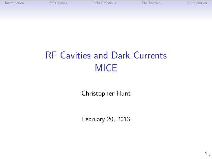rf cavities and dark currents mice