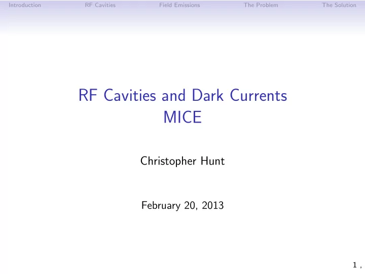 rf cavities and dark currents mice