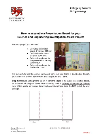 How to assemble a Presentation Board for your  Science and Engineering Investigation Award Project