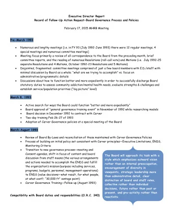 Executive Director Report  Record of Follow-Up Action Request-Board Governance Process and Policies