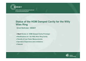 Status of the HOM Damped Cavity for the Willy  Wien Ring  Ernst Weihreter / BESSY  Short Review