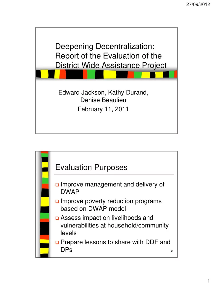 evaluation purposes