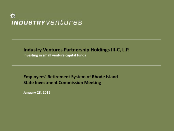 industry ventures partnership holdings iii c l p