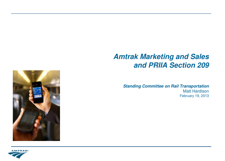 amtrak marketing and sales and priia section 209