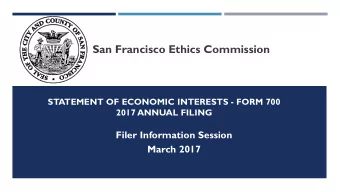San Francisco Ethics Commission  STATEMENT OF ECONOMIC INTERESTS - FORM 700  2017 ANNUAL FILING