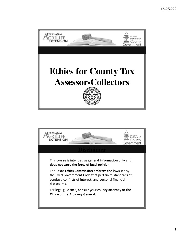 ethics for county tax assessor collectors
