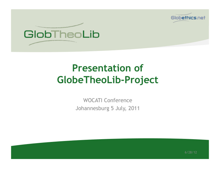 presentation of globetheolib project