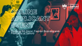 Studying BA (Hons) Fashion Business and  Promotion at Salford  BA(HONS) FASHION BUSINESS  AND
