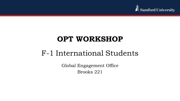 opt workshop f 1 international students