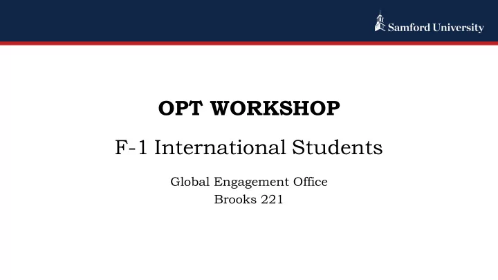 opt workshop f 1 international students