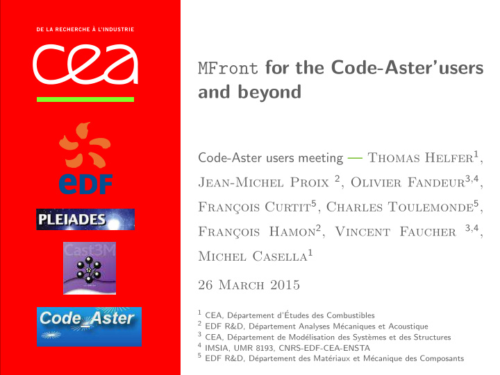 mfront for the code aster users and beyond