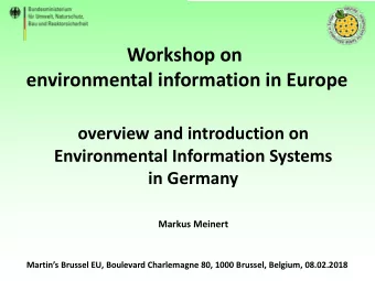 Workshop on  environmental information in Europe  overview and introduction on  Environmental