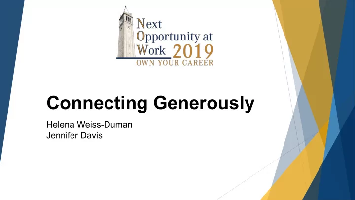 connecting generously