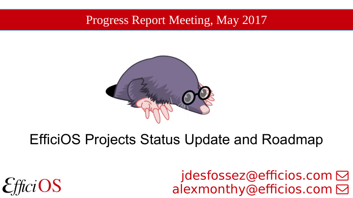 efficios projects status update and roadmap