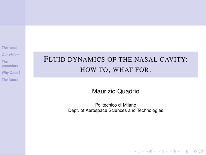 f luid dynamics of the nasal cavity