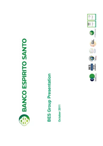 BES Group Presentation  October 2011  Agenda  BES Group: a long and successful organic growth story