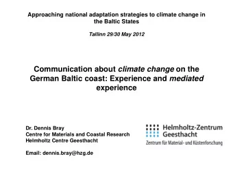 Communication about climate change on the German Baltic coast: Experience and mediated  experience