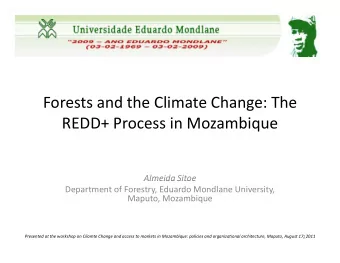 Forests and the Climate Change: The REDD+ Process in Mozambique Almeida Sitoe  Almeida Sitoe