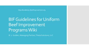 Beef Improvement  Programs Wiki  B. L. Golden, Managing Partner, Theta Solutions, LLC