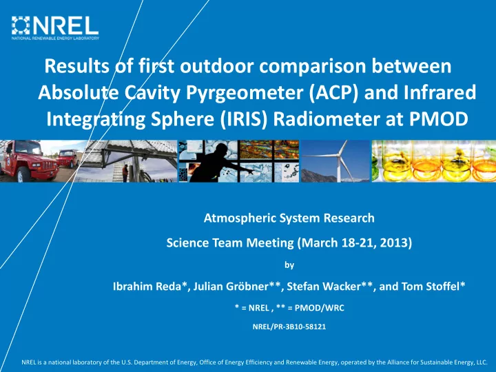 results of first outdoor comparison between absolute